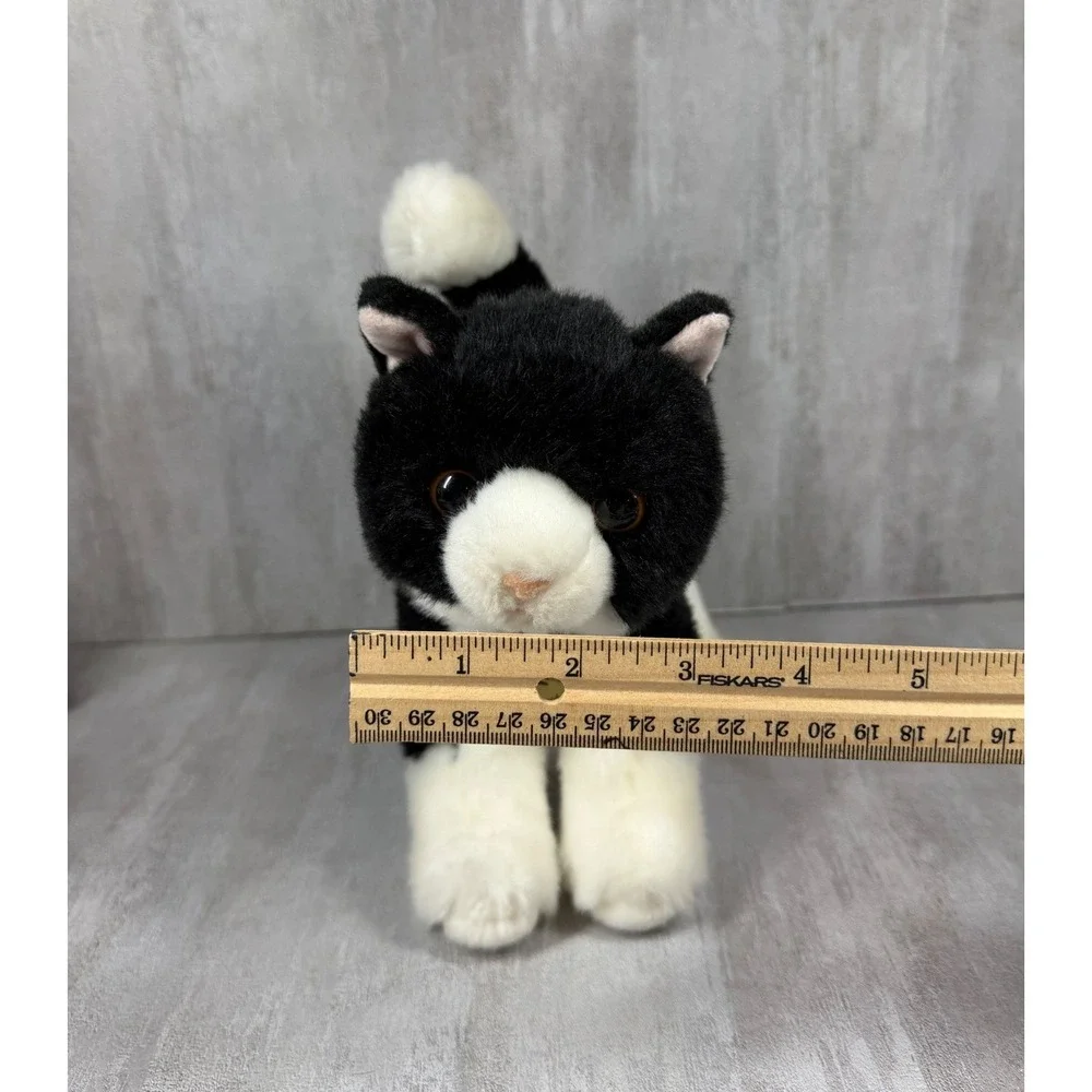Aurora Miyoni Tuxedo Cat Plush Stuffed Animal Black White Realistic 10 Inch